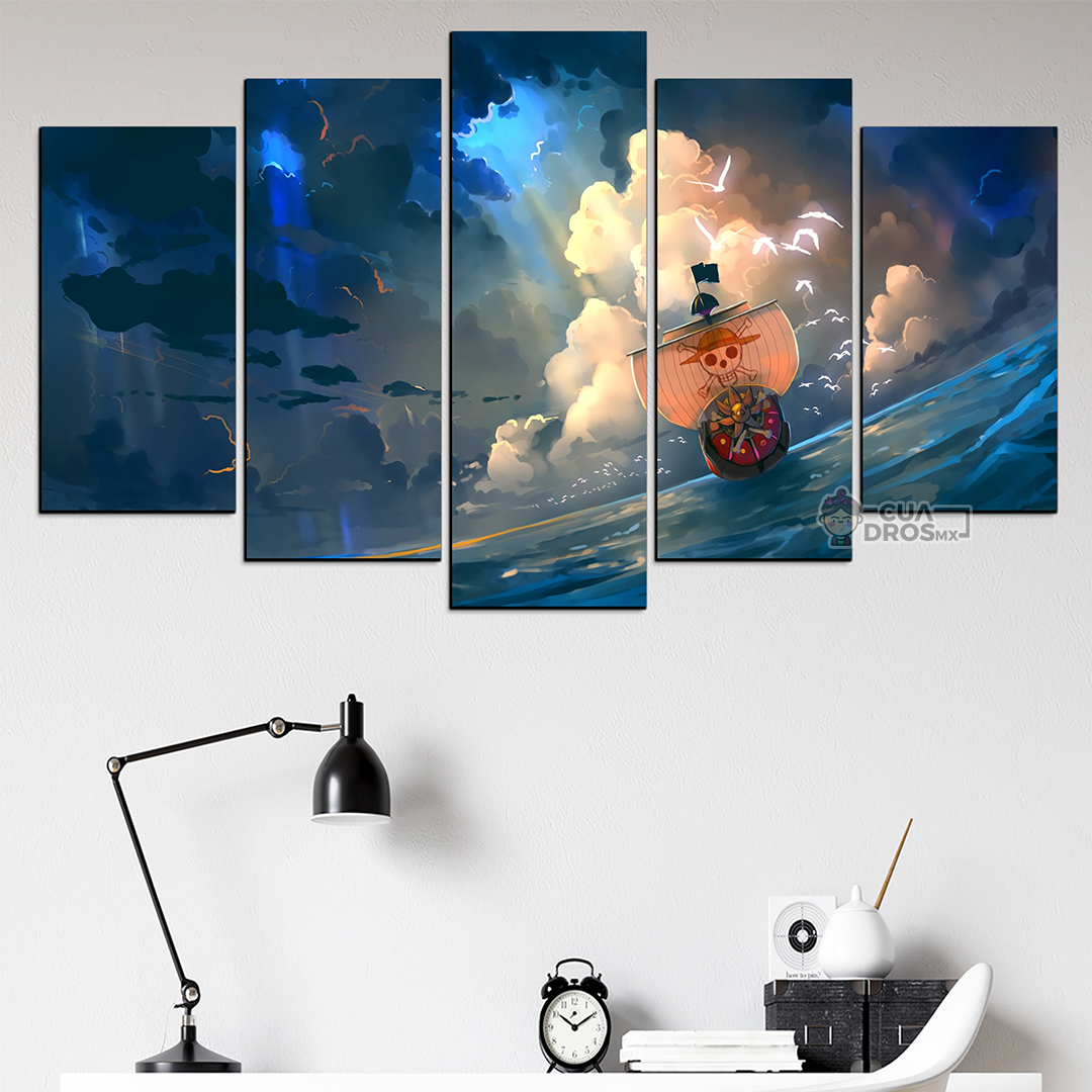 Cuadro Decorativo Anime One Piece Going Merry en el Mar 100x60cm 5pzs Cuadros MX
