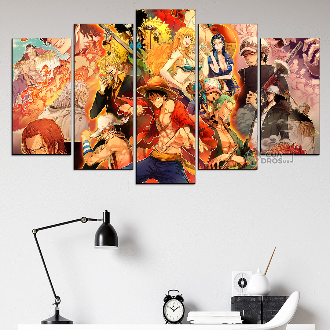 Cuadro Decorativo Anime One Piece Personajes 100x60cm 5pzs Cuadros MX