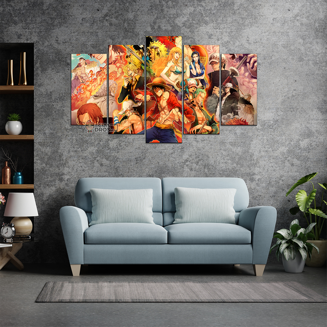 Cuadro Decorativo Anime One Piece Personajes 100x60cm 5pzs Cuadros MX