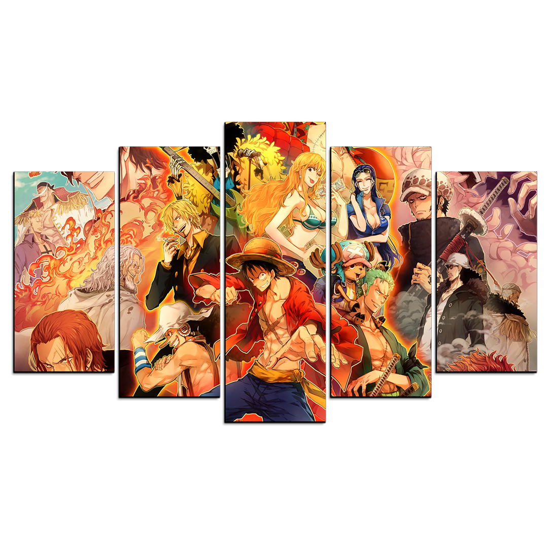 Cuadro Decorativo Anime One Piece Personajes 100x60cm 5pzs Cuadros MX