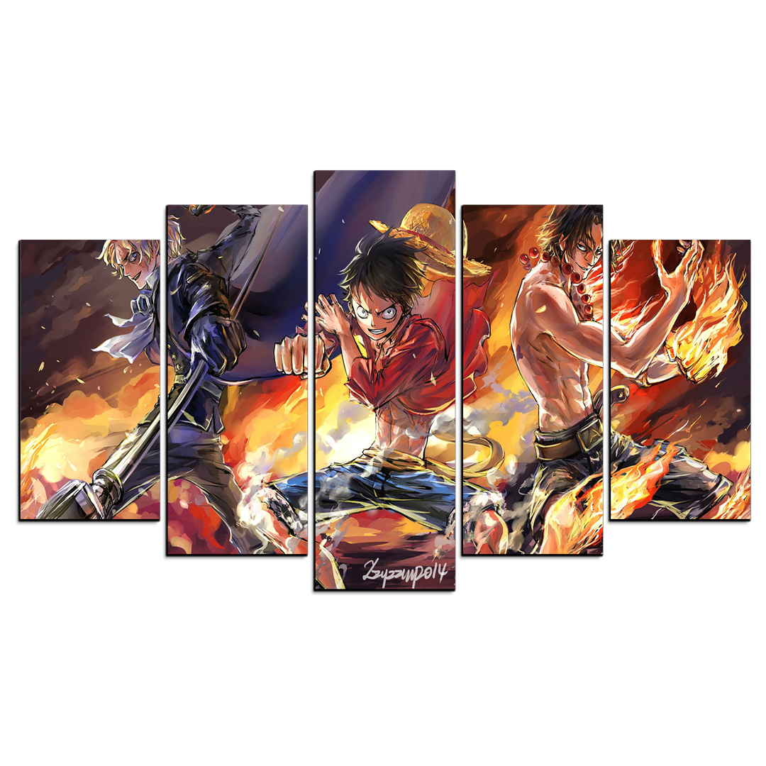 Cuadro Decorativo Anime One Piece Luffy, Ace y Sabo 100x60cm 5pzs Cuadros MX