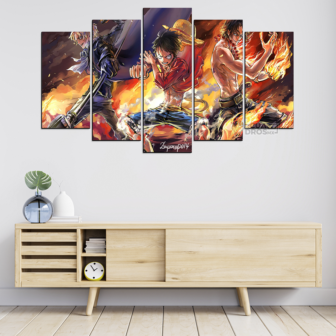 Cuadro Decorativo Anime One Piece Luffy, Ace y Sabo 100x60cm 5pzs Cuadros MX