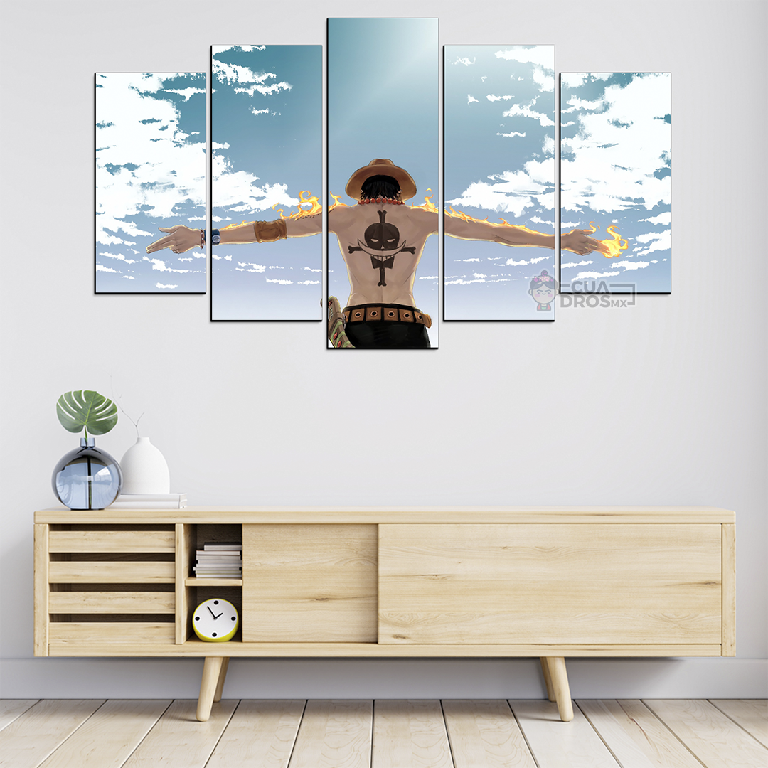 Cuadro Decorativo Anime One Piece Portgas D. Ace 100x60cm 5pzs Cuadros MX