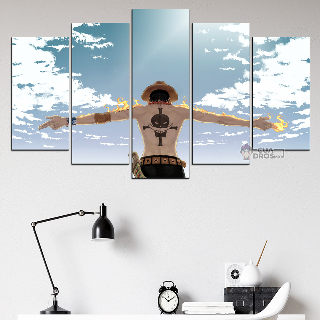 Cuadro Decorativo Anime One Piece Portgas D. Ace 100x60cm 5pzs Cuadros MX