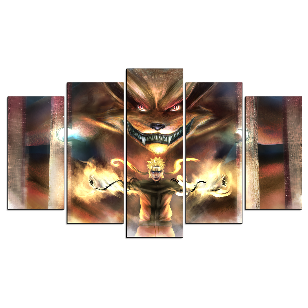 Cuadro Decorativo Anime Naruto y Kurama 100x60cm 5pzs Cuadros MX