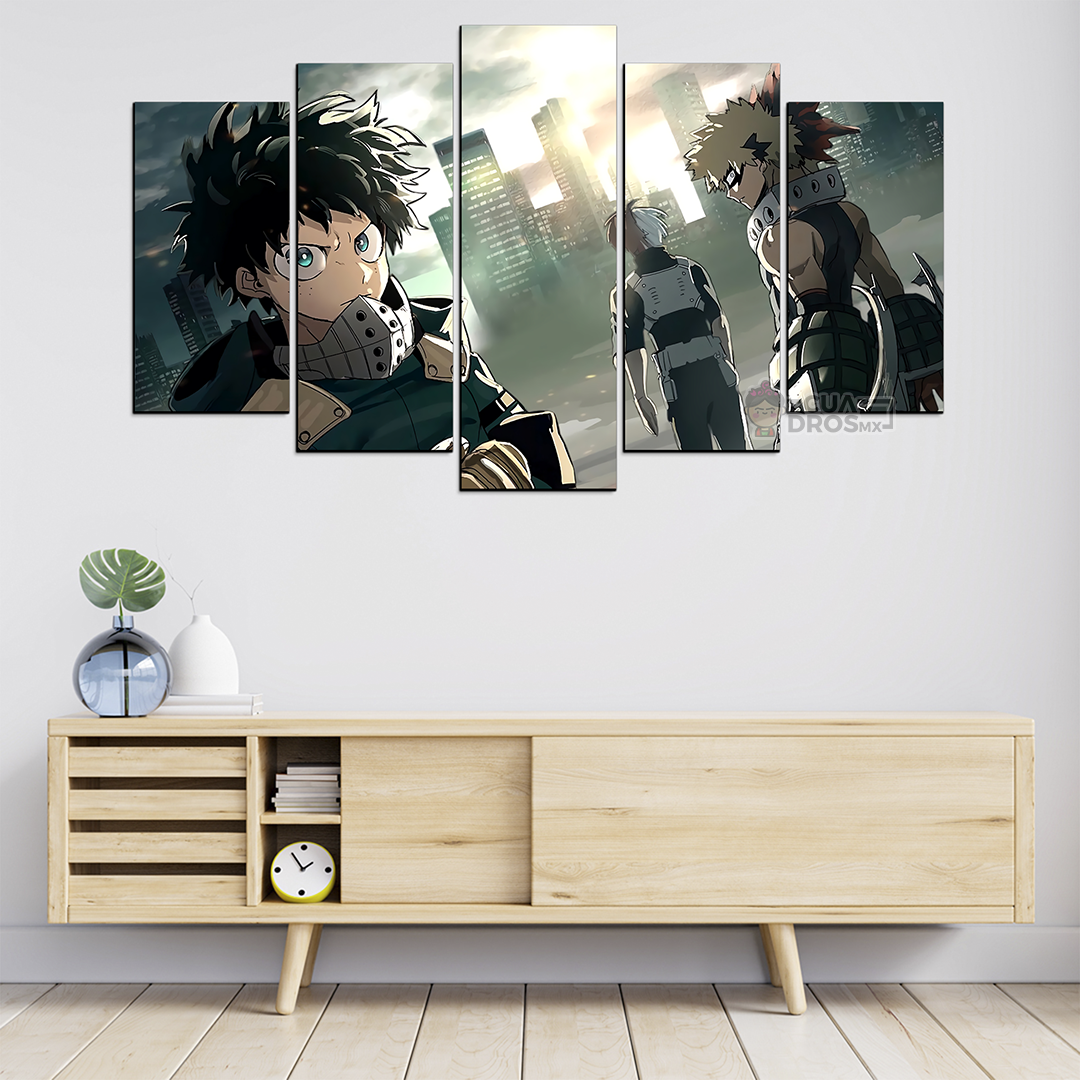 Cuadro Decorativo Anime My Hero Academia Deku, Todoroki y Bakugo 100x60cm 5pzs Cuadros MX
