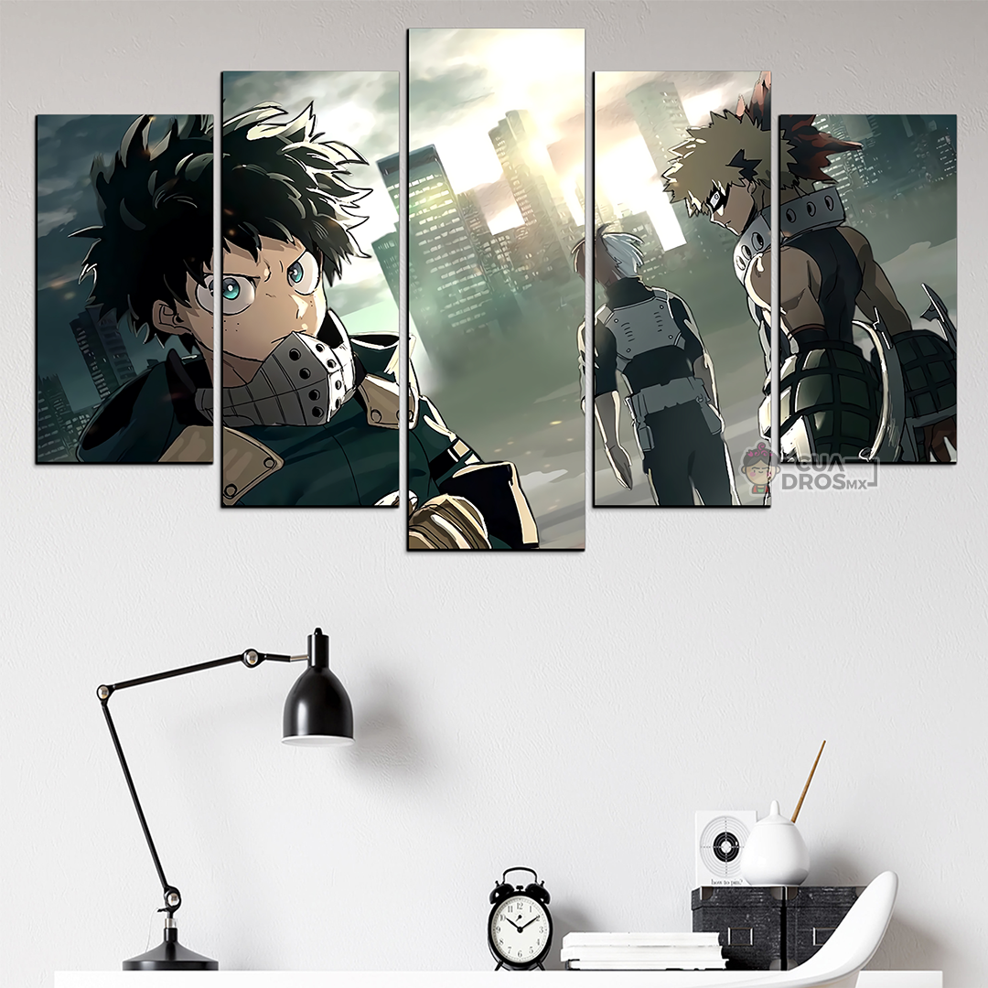 Cuadro Decorativo Anime My Hero Academia Deku, Todoroki y Bakugo 100x60cm 5pzs Cuadros MX