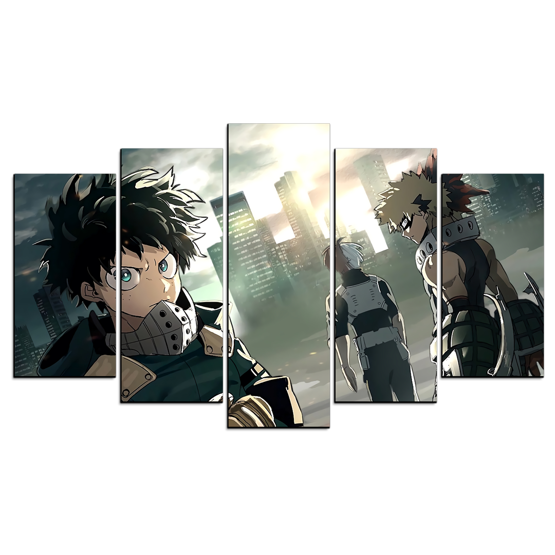 Cuadro Decorativo Anime My Hero Academia Deku, Todoroki y Bakugo 100x60cm  5pzs Cuadros MX