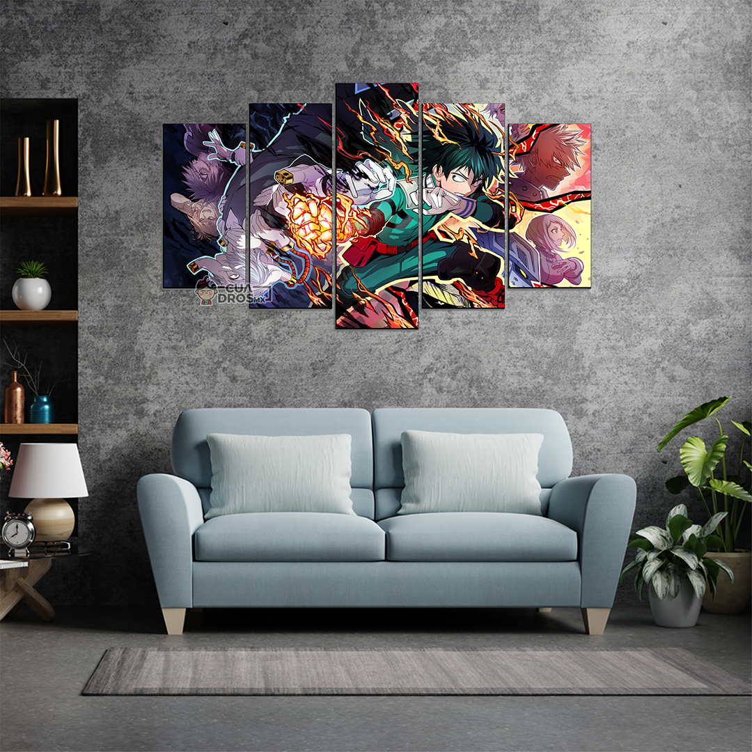 Cuadro Decorativo Anime My Hero Academia Izuku Midoriya 100x60cm 5pzs Cuadros MX