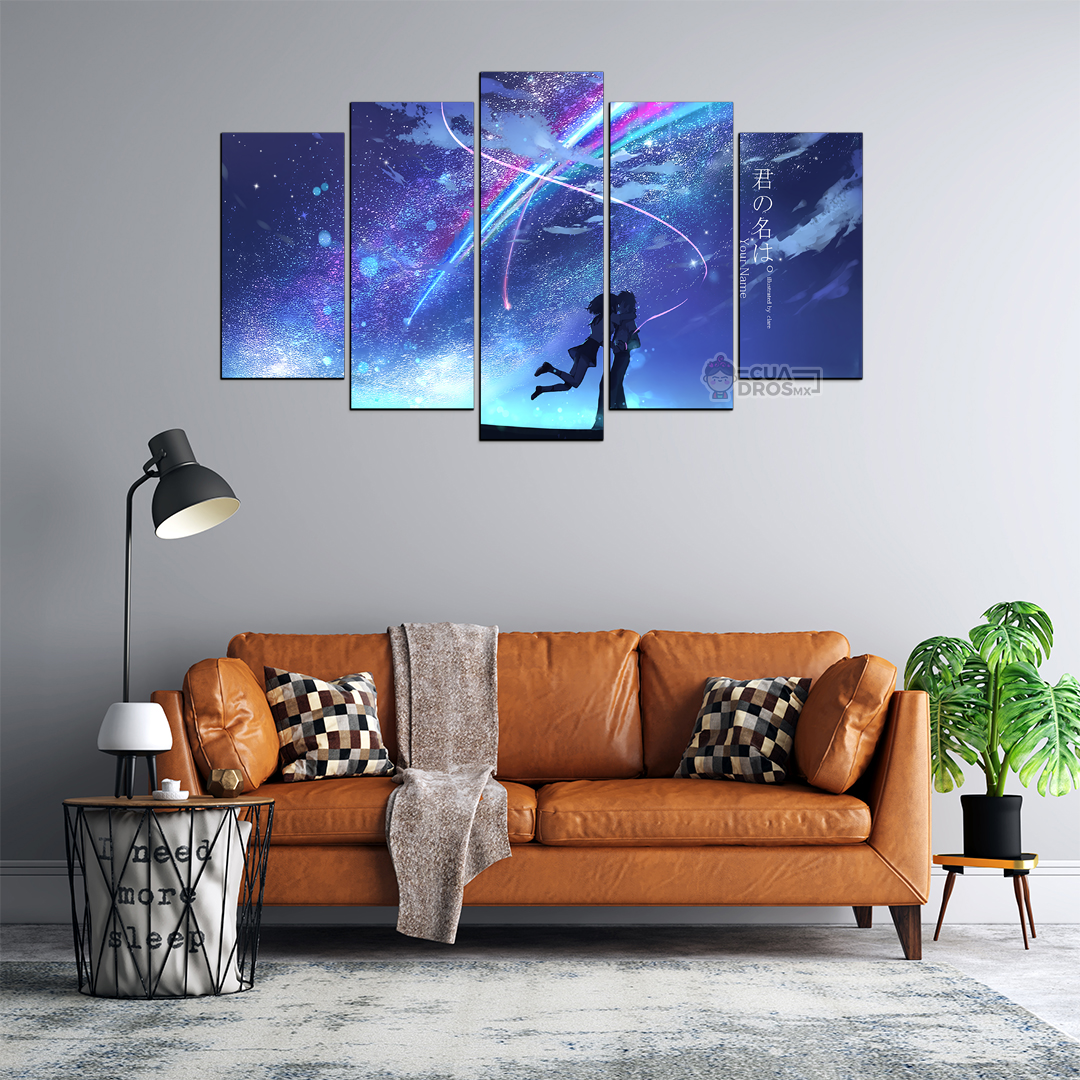 Cuadro Decorativo Anime Kimi No Na Wa Siluetas de Taki & Mitsuha Your Name 100x60cm 5pzs Cuadros MX