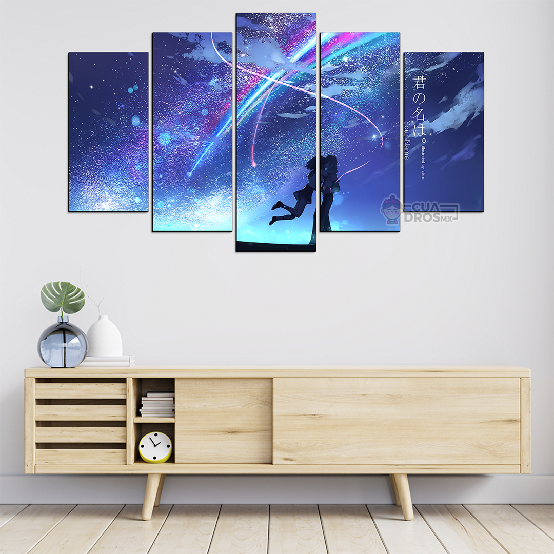 Cuadro Decorativo Anime Kimi No Na Wa Siluetas de Taki & Mitsuha Your Name 100x60cm 5pzs Cuadros MX