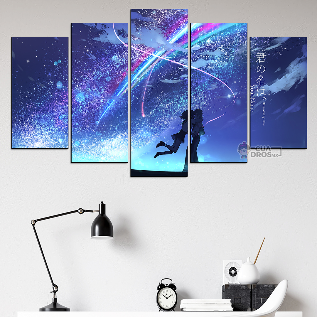Cuadro Decorativo Anime Kimi No Na Wa Siluetas de Taki & Mitsuha Your Name 100x60cm 5pzs Cuadros MX
