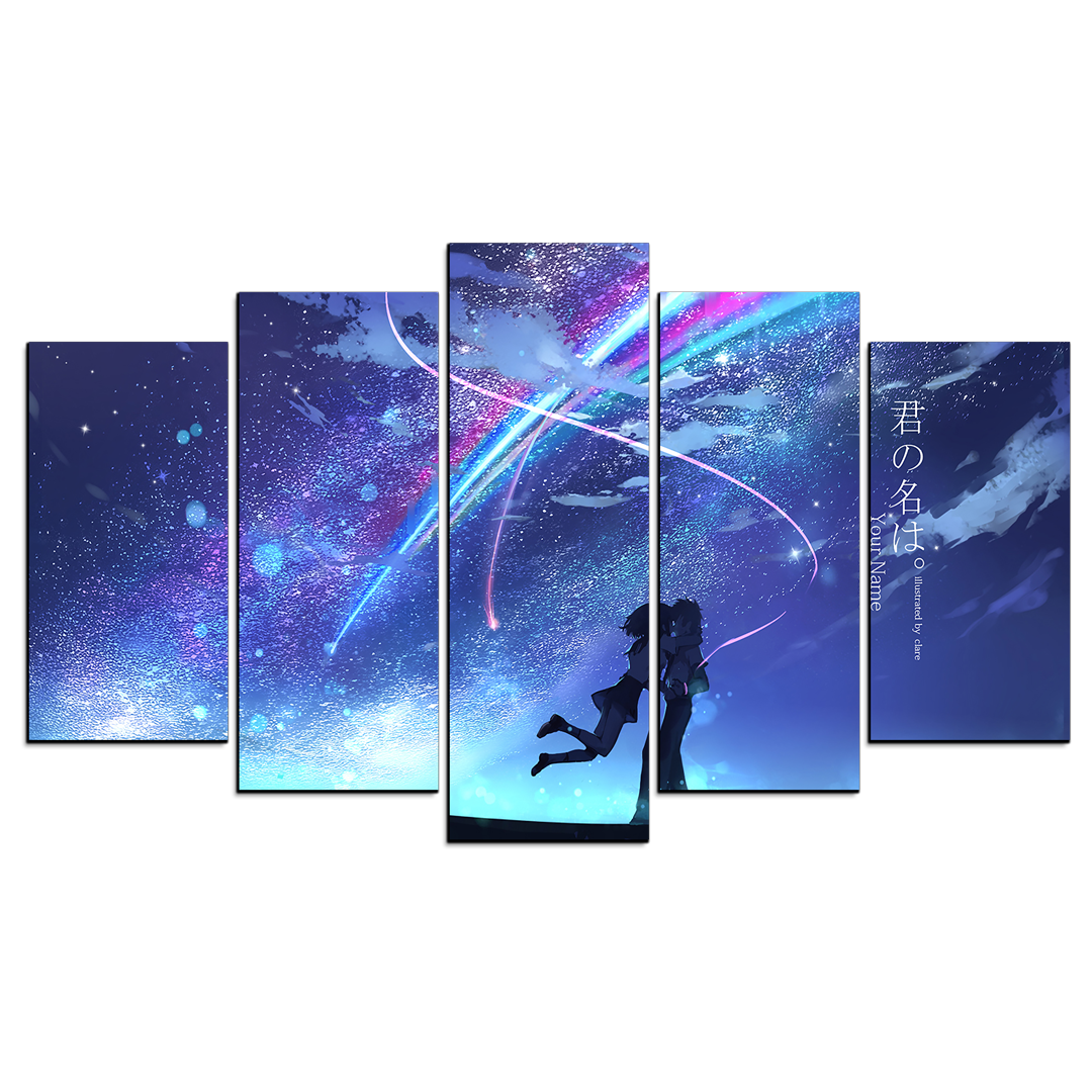 Cuadro Decorativo Anime Kimi No Na Wa Siluetas de Taki & Mitsuha Your Name 100x60cm 5pzs Cuadros MX
