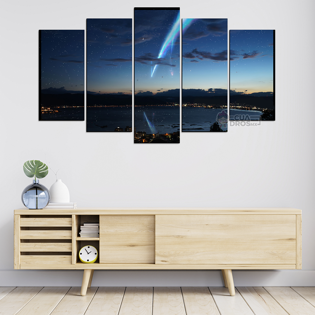 Cuadro Decorativo Anime Kimi No Na Wa Estrellas Ciudad Your Name 100x60cm 5pzs Cuadros MX