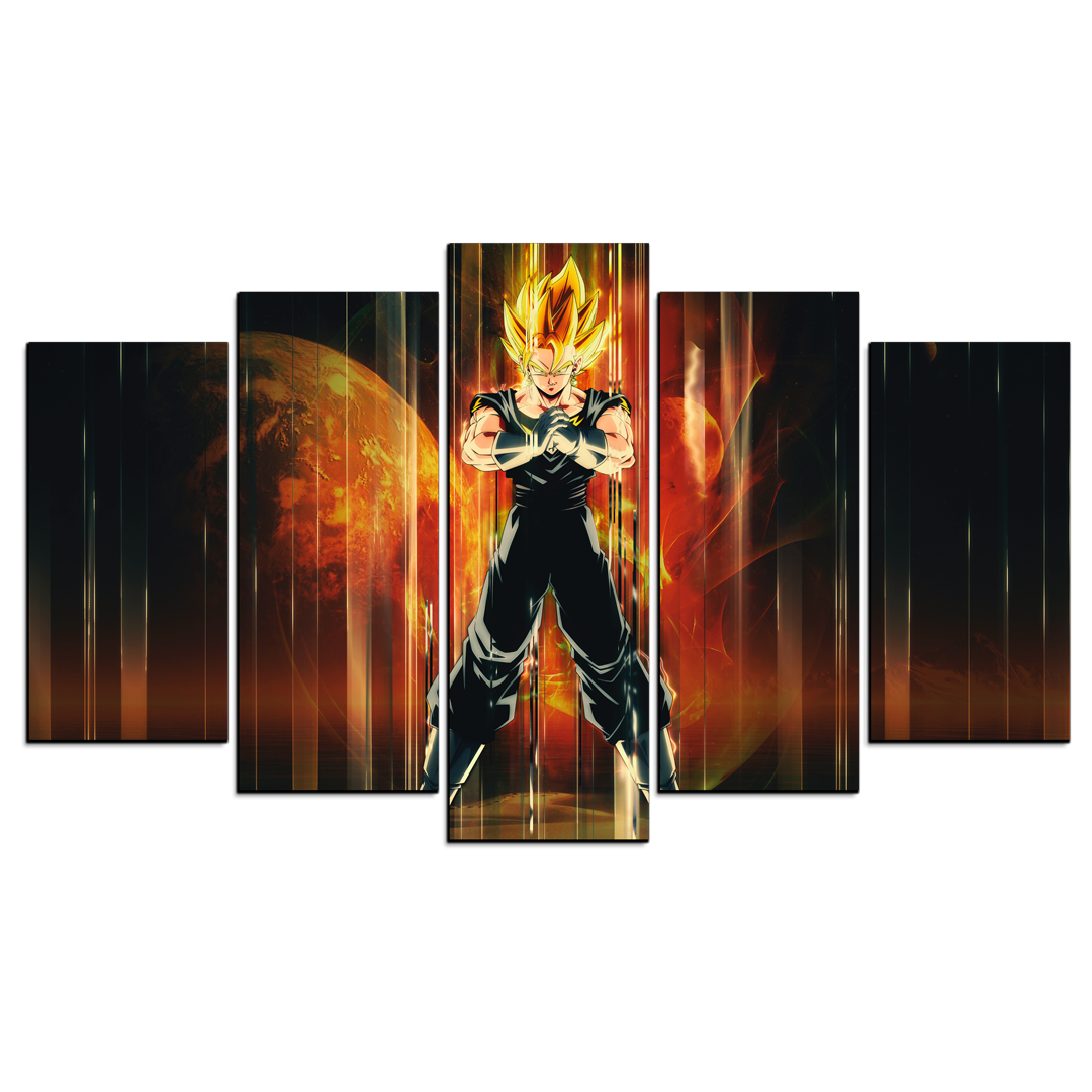 Cuadro Decorativo Dragon Ball Vegito SSJ FanArt 100x60cm 5pzs Cuadros MX