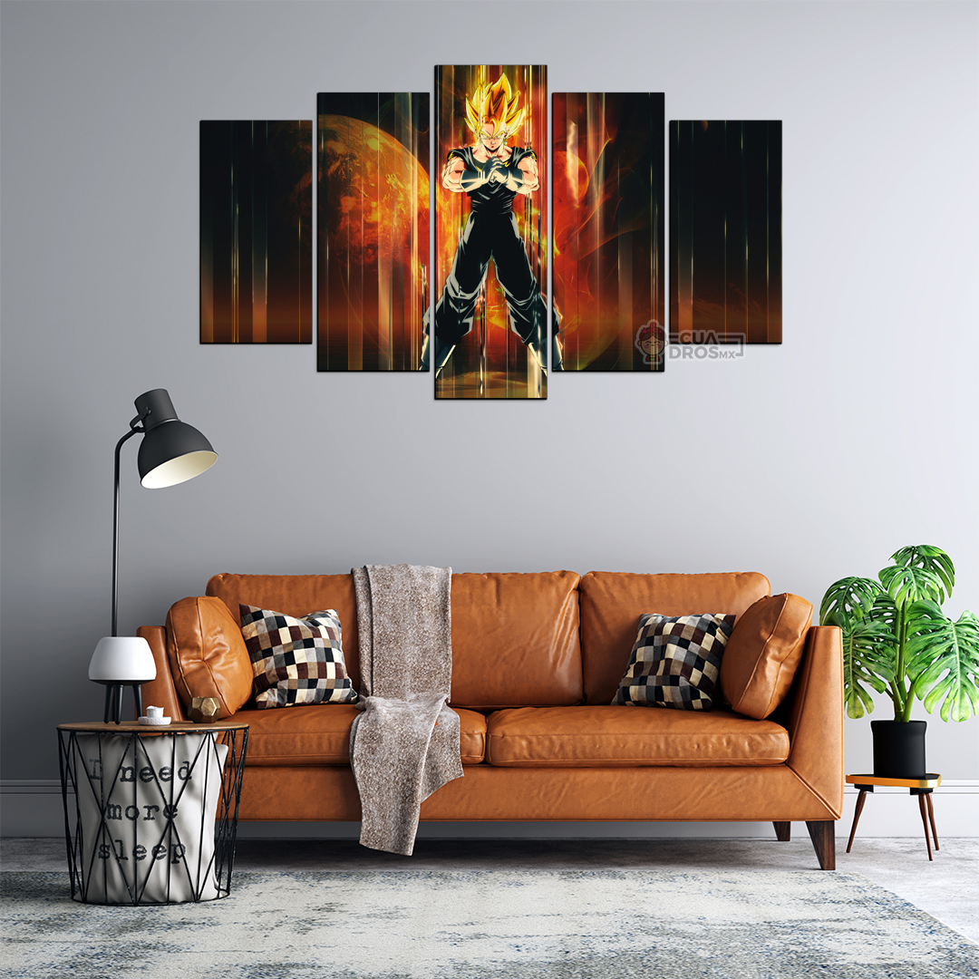 Cuadro Decorativo Dragon Ball Vegito SSJ FanArt 100x60cm 5pzs Cuadros MX