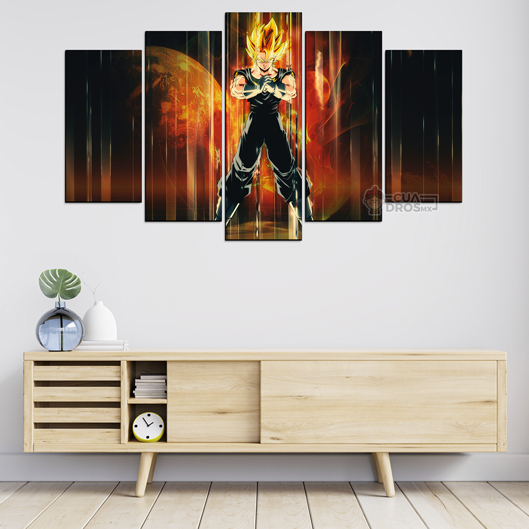 Cuadro Decorativo Dragon Ball Vegito SSJ FanArt 100x60cm 5pzs Cuadros MX