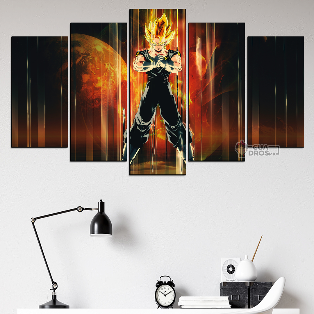 Cuadro Decorativo Dragon Ball Vegito SSJ FanArt 100x60cm 5pzs Cuadros MX