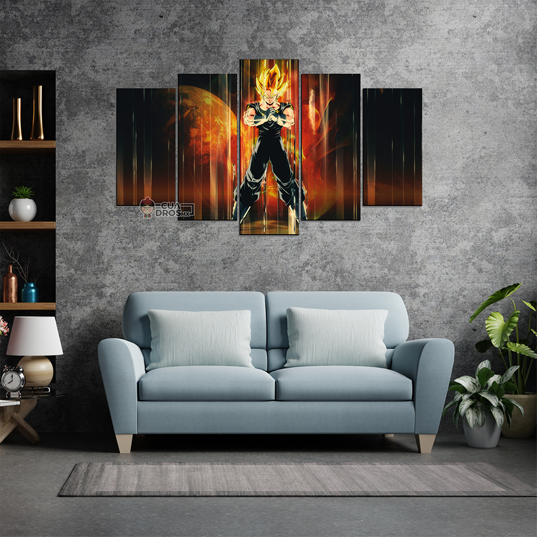 Cuadro Decorativo Dragon Ball Vegito SSJ FanArt 100x60cm 5pzs Cuadros MX