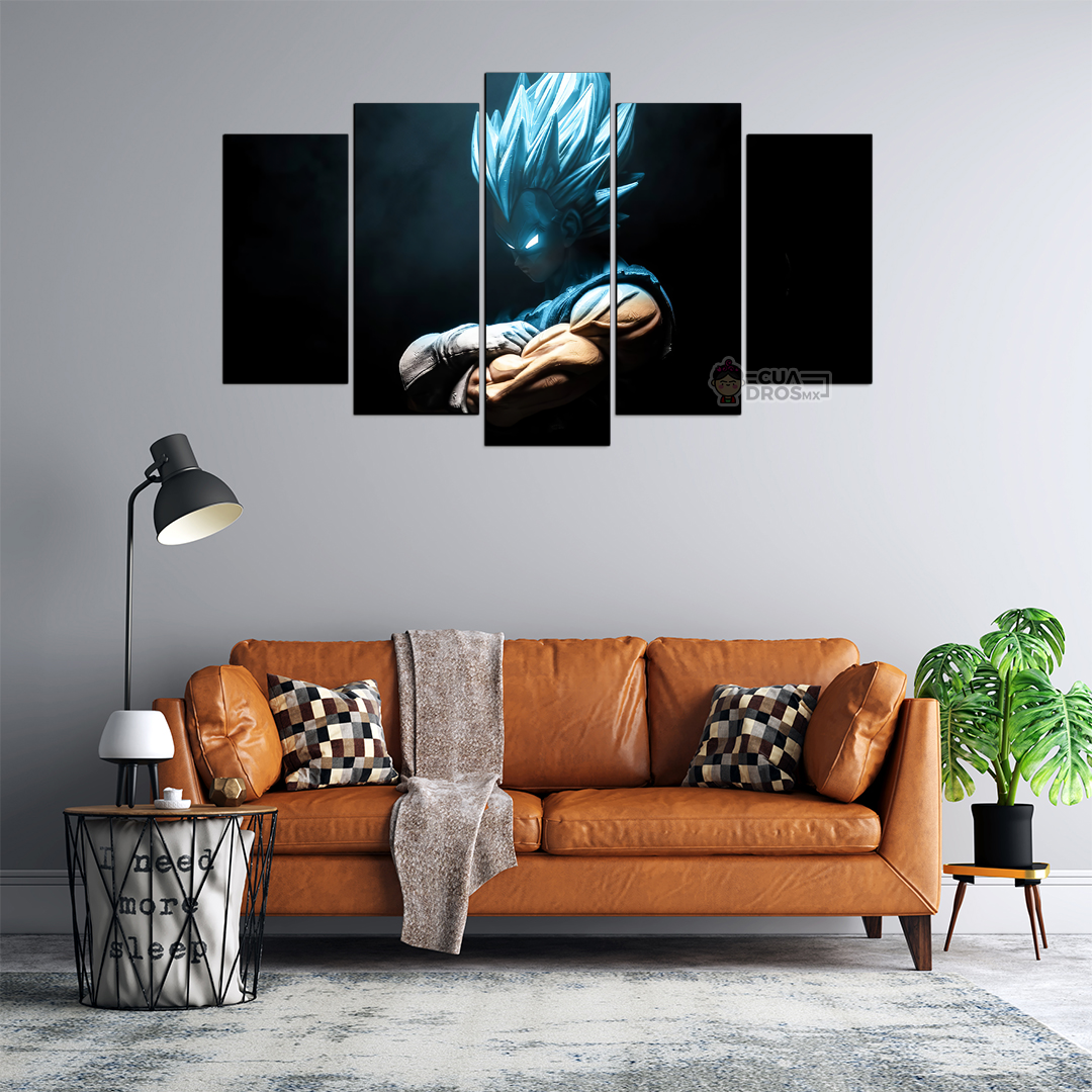 Cuadro Decorativo Dragon Ball Vegeta SSJ Dios F/N FanArt 100x60cm 5pzs Cuadros MX