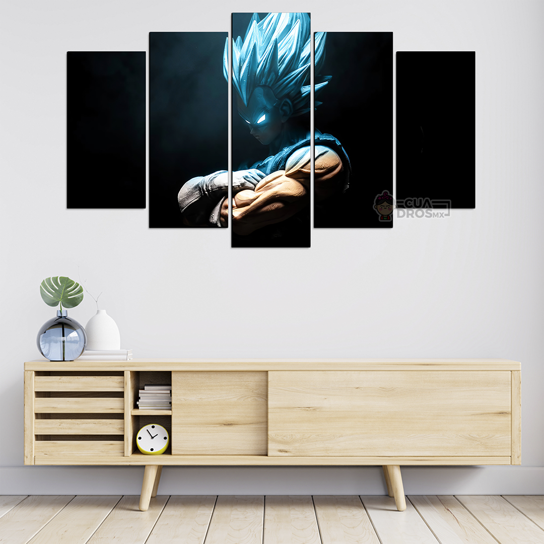 Cuadro Decorativo Dragon Ball Vegeta SSJ Dios F/N FanArt 100x60cm 5pzs Cuadros MX