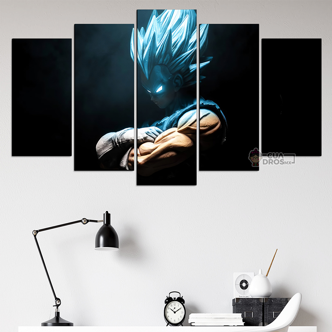Cuadro Decorativo Dragon Ball Vegeta SSJ Dios F/N FanArt 100x60cm 5pzs Cuadros MX