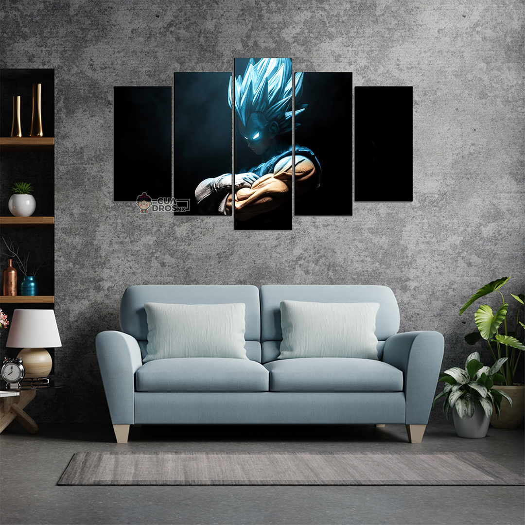 Cuadro Decorativo Dragon Ball Vegeta SSJ Dios F/N FanArt 100x60cm 5pzs Cuadros MX