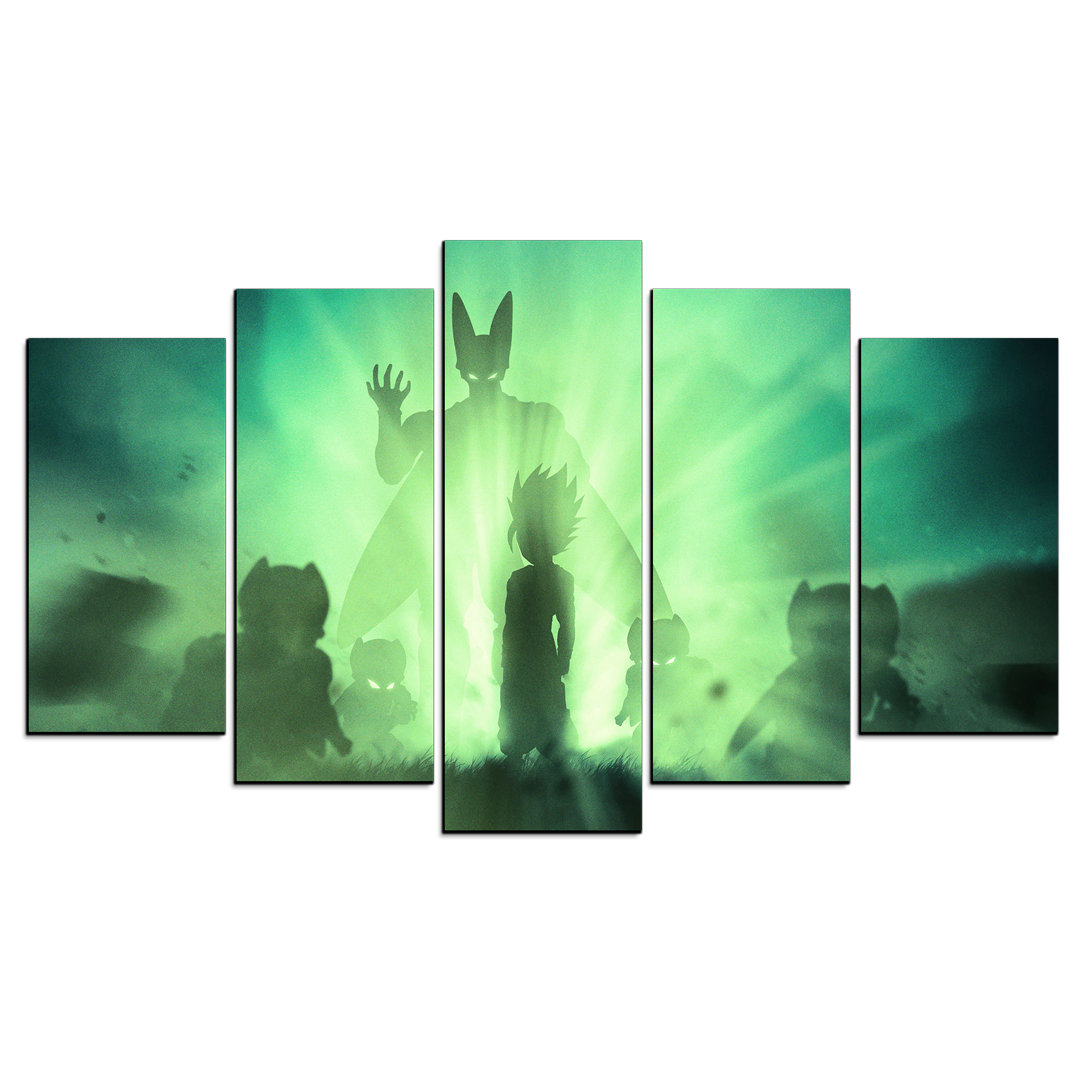 Cuadro Decorativo Dragon Ball Gohan vs Cell Tonos Verdes 100x60cm 5pzs Cuadros MX