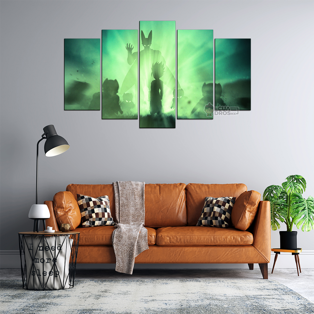 Cuadro Decorativo Dragon Ball Gohan vs Cell Tonos Verdes 100x60cm 5pzs Cuadros MX