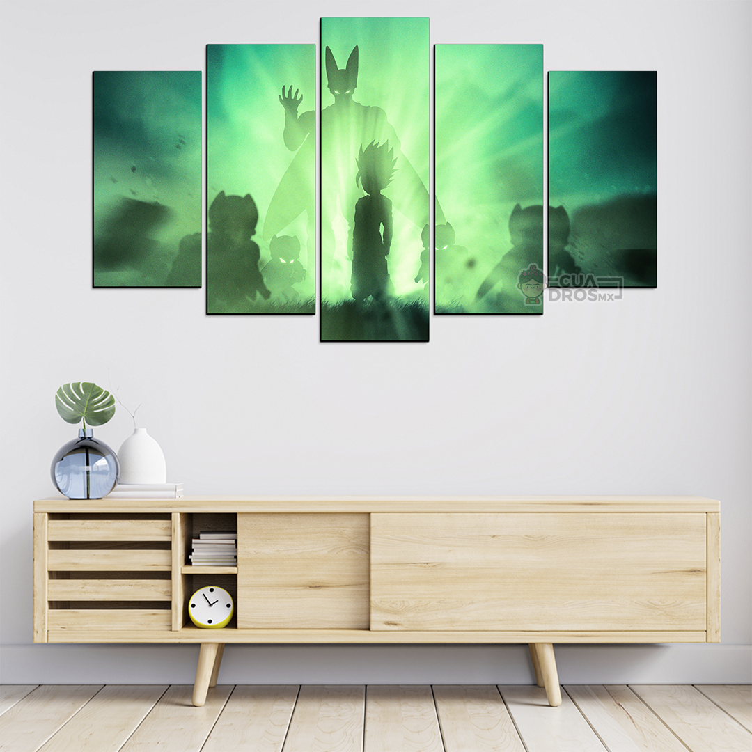 Cuadro Decorativo Dragon Ball Gohan vs Cell Tonos Verdes 100x60cm 5pzs Cuadros MX