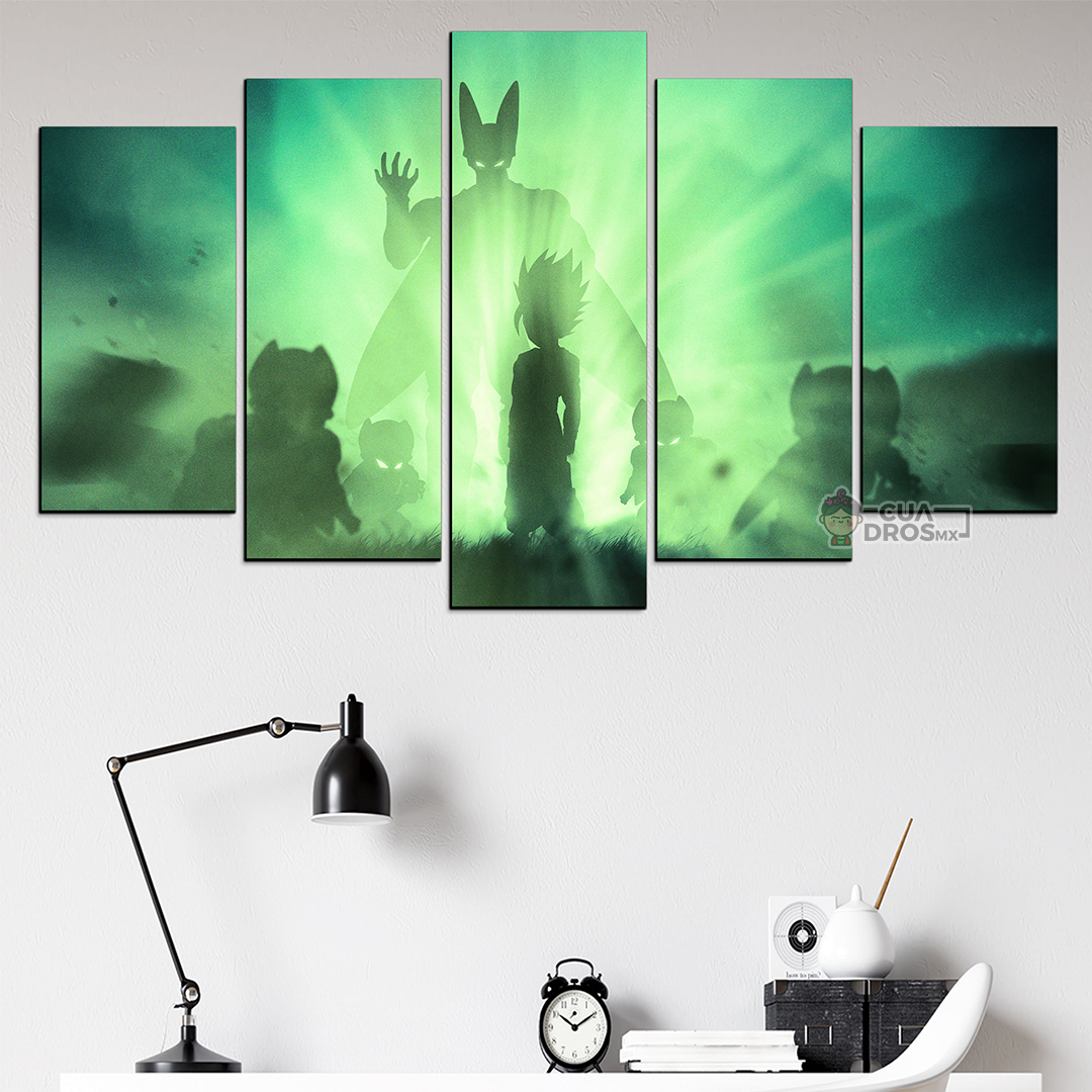 Cuadro Decorativo Dragon Ball Gohan vs Cell Tonos Verdes 100x60cm 5pzs Cuadros MX