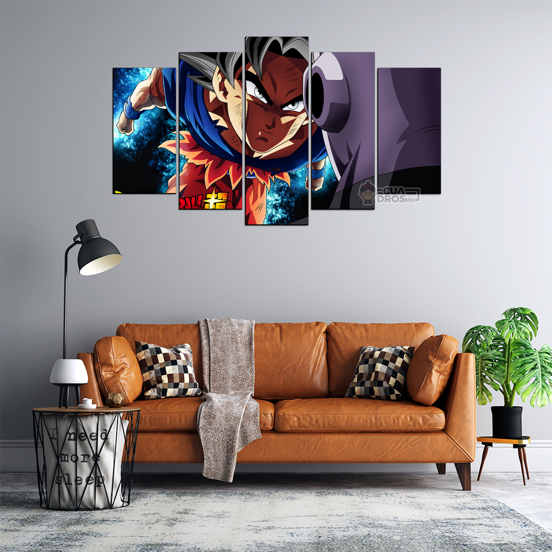 Cuadro Decorativo Dragon Ball Goku UI vs Jiren 100x60cm 5pzs Cuadros MX
