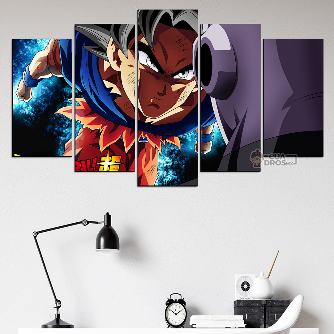 Cuadro Decorativo Dragon Ball Goku UI vs Jiren 100x60cm 5pzs Cuadros MX