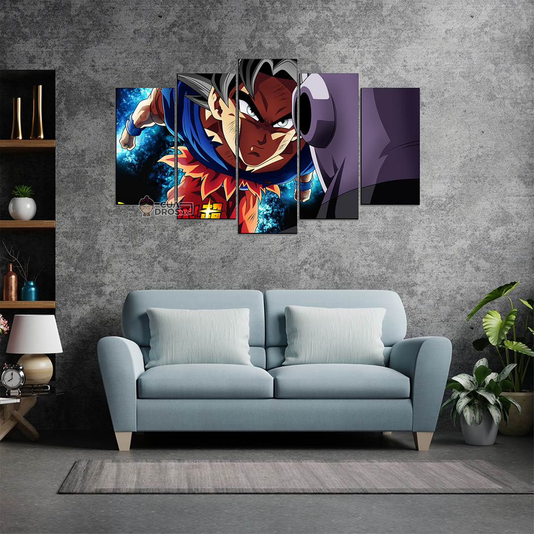 Cuadro Decorativo Dragon Ball Goku UI vs Jiren 100x60cm 5pzs Cuadros MX