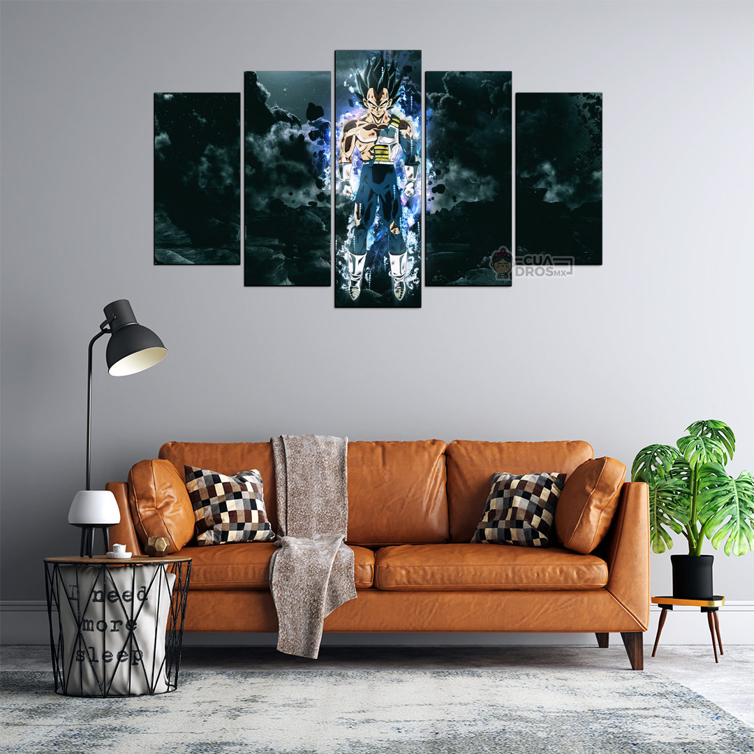 Cuadro Decorativo Dragon Ball Vegeta Ultra Instinto FanArt 100x60cm 5pzs Cuadros MX