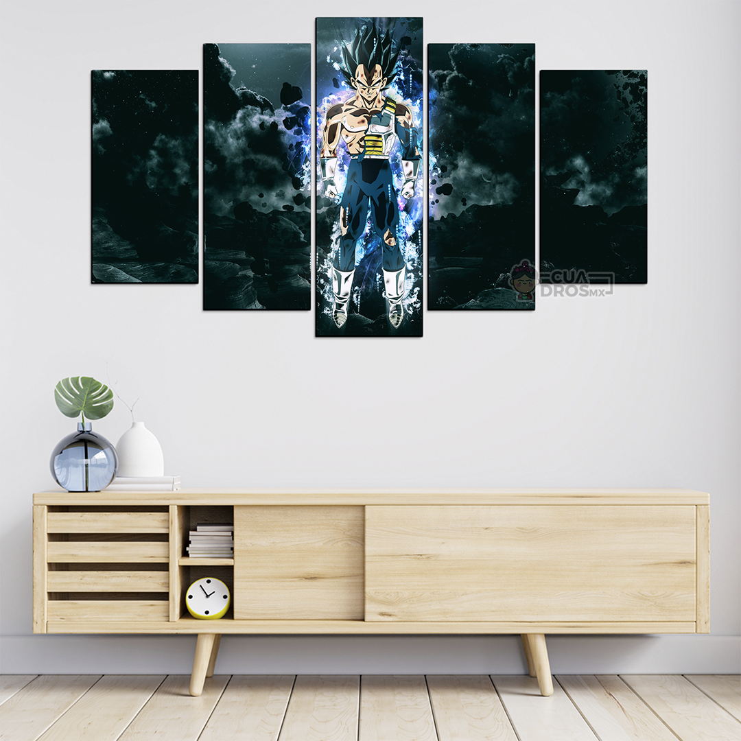 Cuadro Decorativo Dragon Ball Vegeta Ultra Instinto FanArt 100x60cm 5pzs Cuadros MX