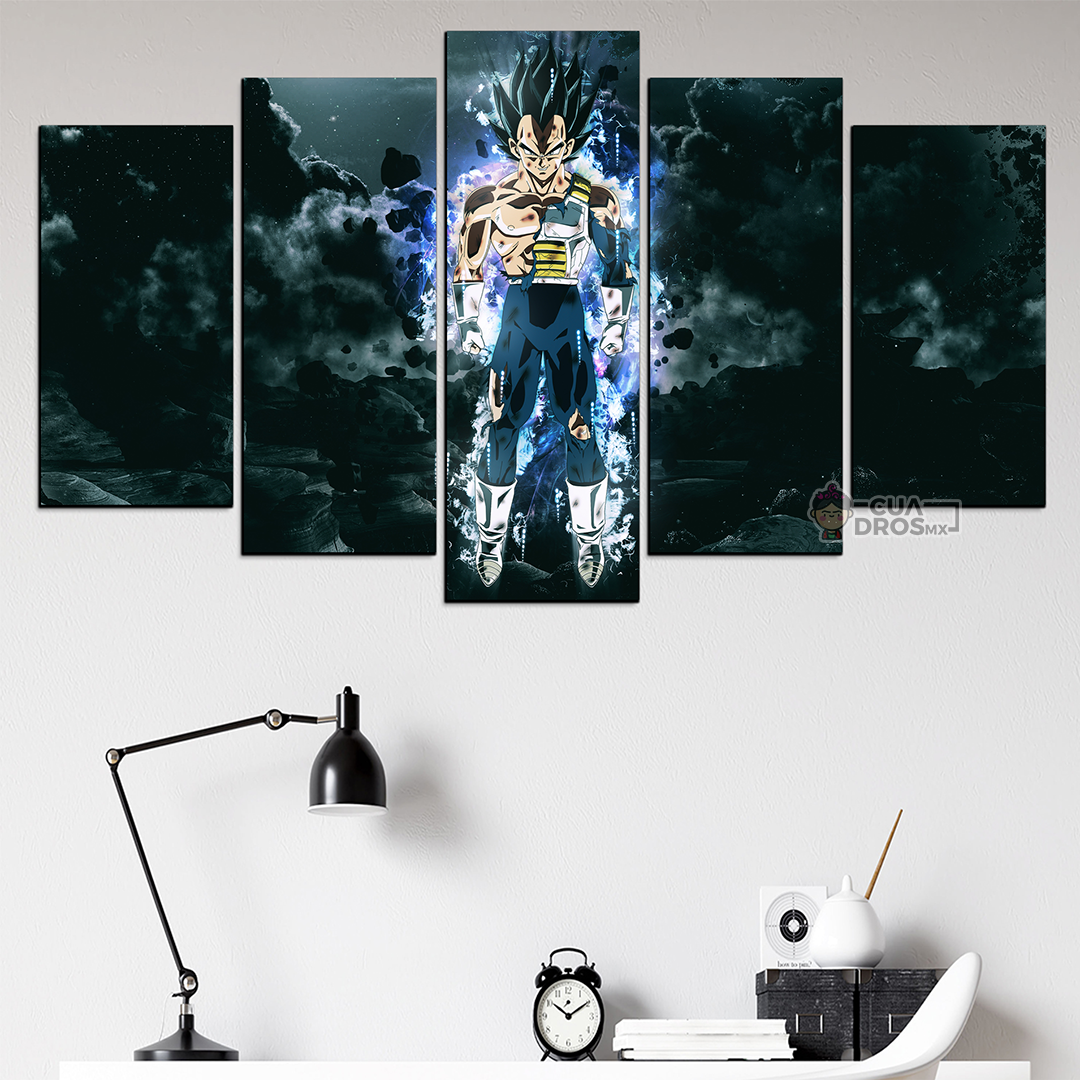 Cuadro Decorativo Dragon Ball Vegeta Ultra Instinto FanArt 100x60cm 5pzs Cuadros MX
