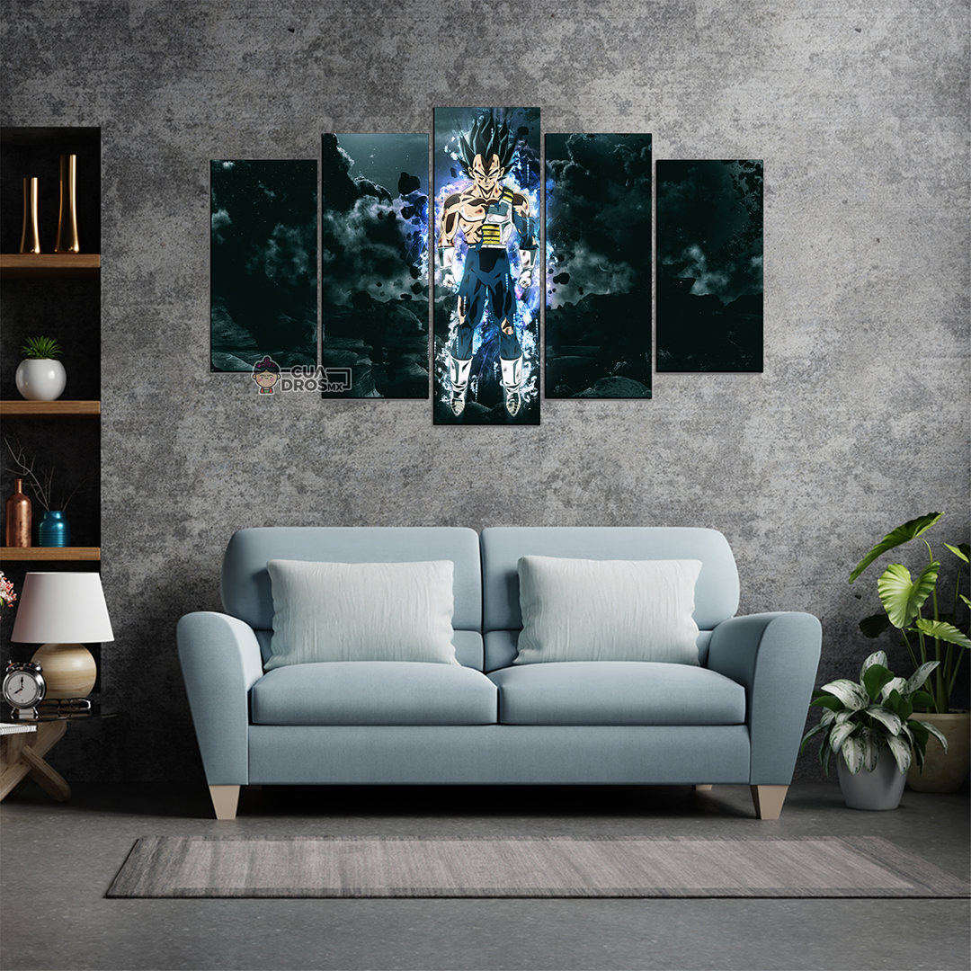 Cuadro Decorativo Dragon Ball Vegeta Ultra Instinto FanArt 100x60cm 5pzs Cuadros MX
