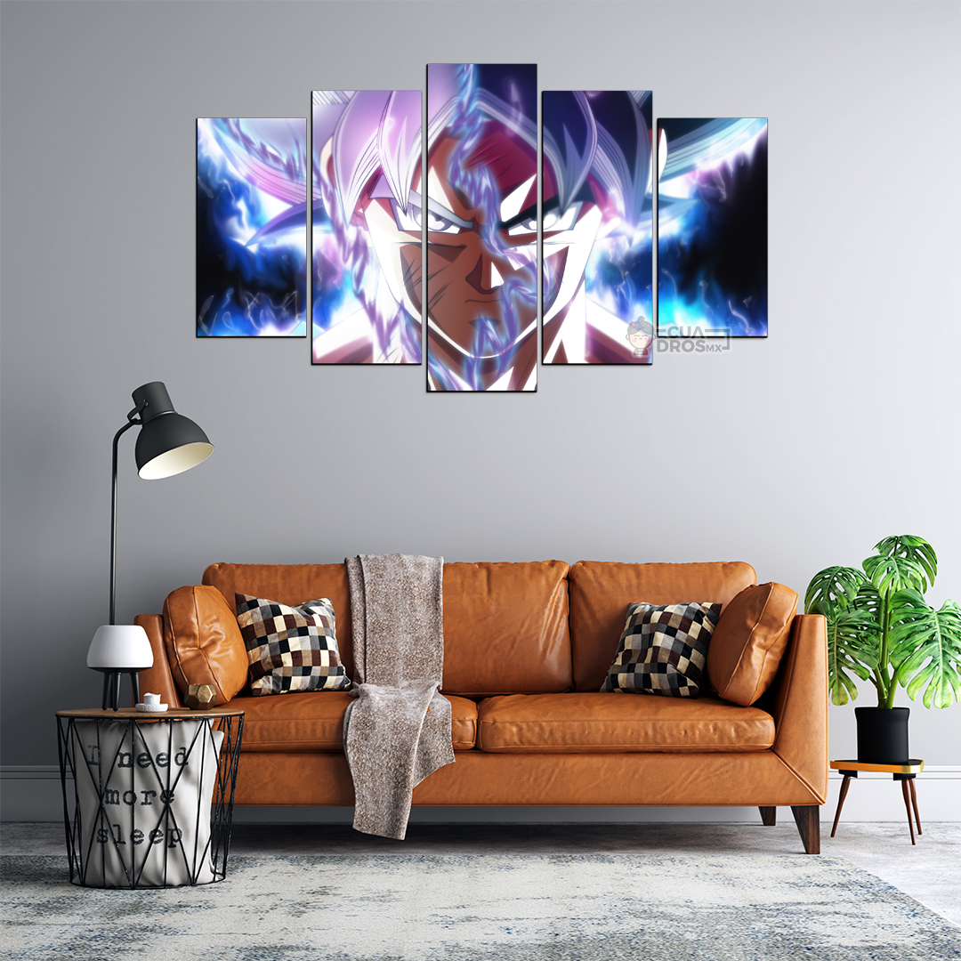 Cuadro Decorativo Dragon Ball Goku Rostro Ultra Instinto 100x60cm 5pzs Cuadros MX