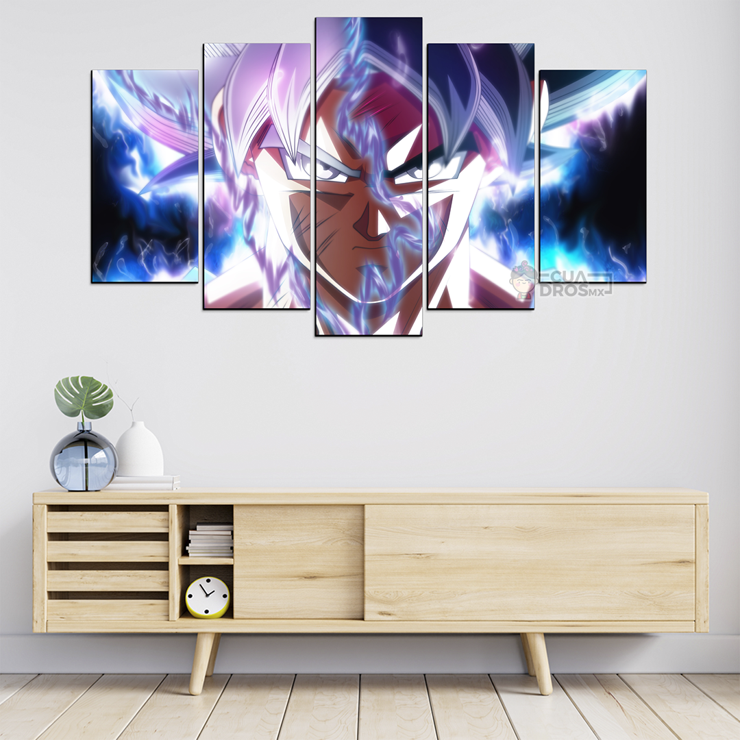 Cuadro Decorativo Dragon Ball Goku Rostro Ultra Instinto 100x60cm 5pzs Cuadros MX