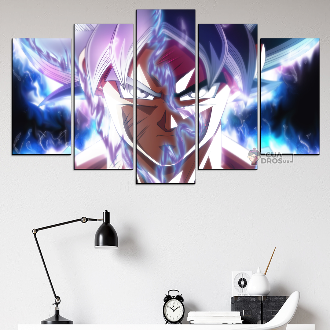 Cuadro Decorativo Dragon Ball Goku Rostro Ultra Instinto 100x60cm 5pzs Cuadros MX
