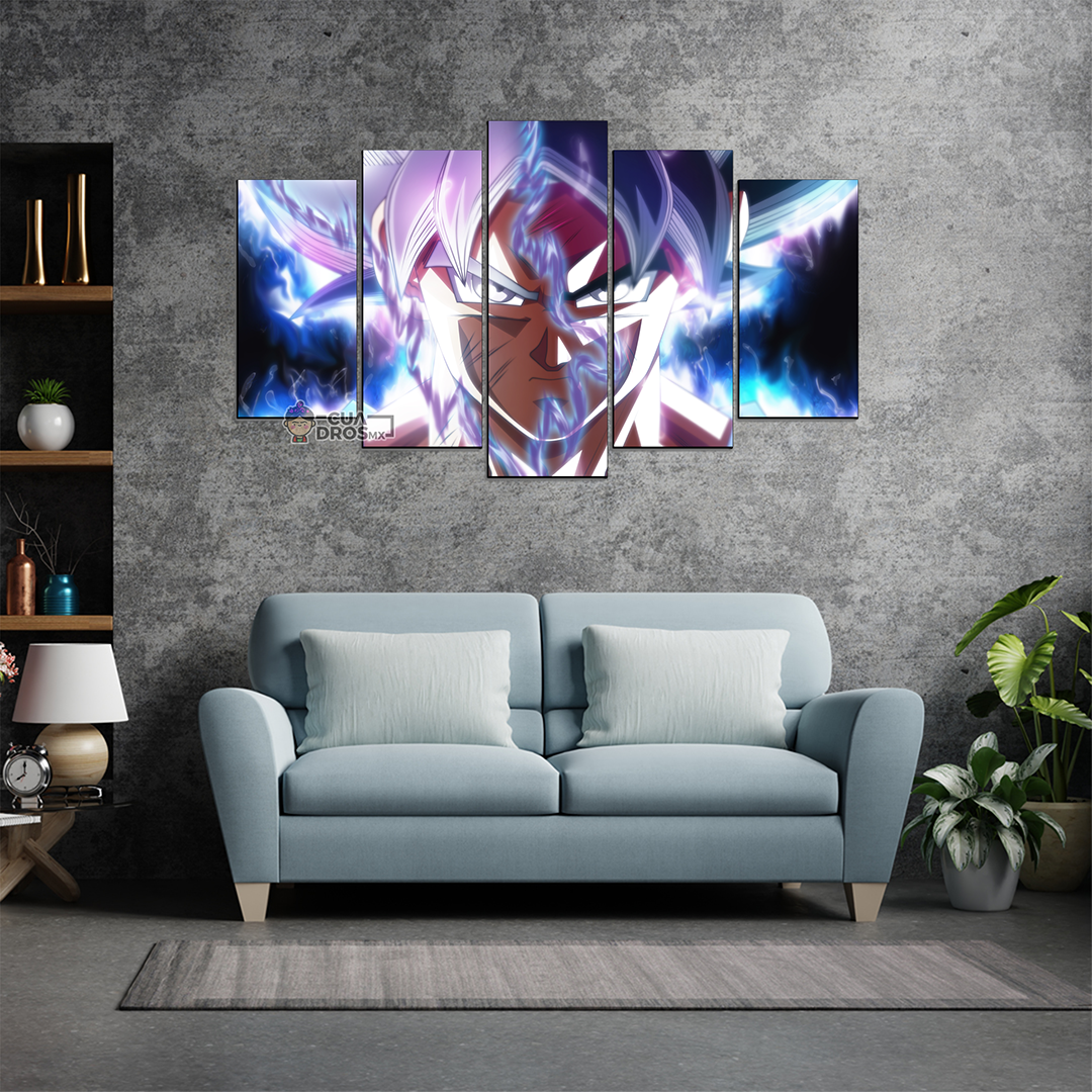 Cuadro Decorativo Dragon Ball Goku Rostro Ultra Instinto 100x60cm 5pzs Cuadros MX