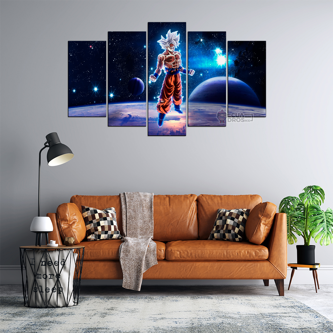 Cuadro Decorativo Dragon Ball Goku Ultra Instinto 100x60cm 5pzs Cuadros MX