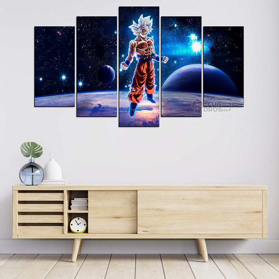 Cuadro Decorativo Dragon Ball Goku Ultra Instinto 100x60cm 5pzs Cuadros MX
