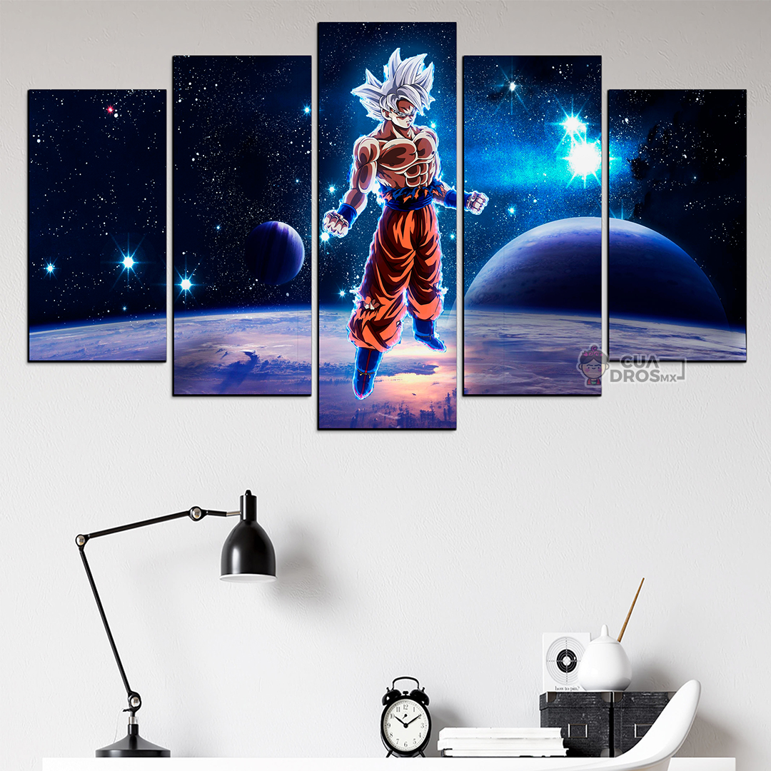 Cuadro Decorativo Dragon Ball Goku Ultra Instinto 100x60cm 5pzs Cuadros MX