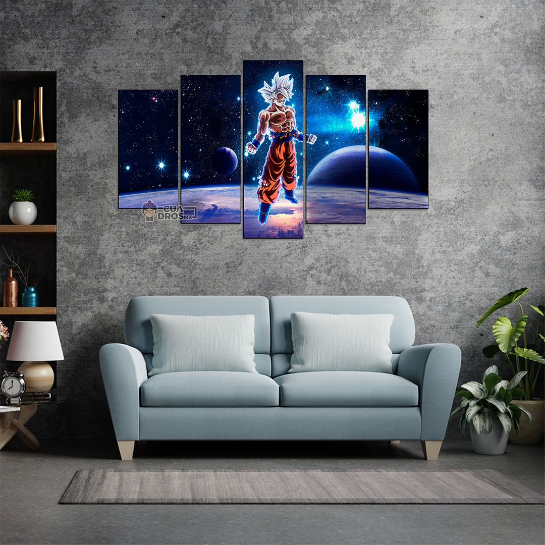 Cuadro Decorativo Dragon Ball Goku Ultra Instinto 100x60cm 5pzs Cuadros MX