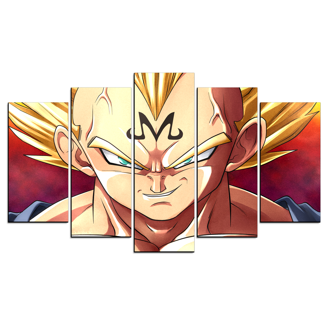 Cuadro Decorativo Dragon Ball Majin Vegeta 100x60cm 5pzs Cuadros MX