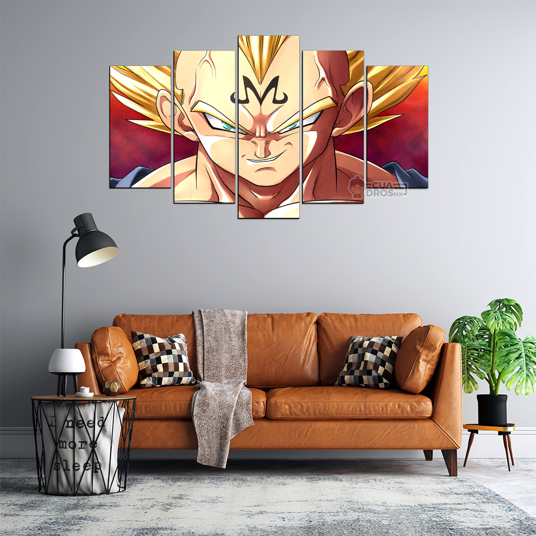 Cuadro Decorativo Dragon Ball Majin Vegeta 100x60cm 5pzs Cuadros MX