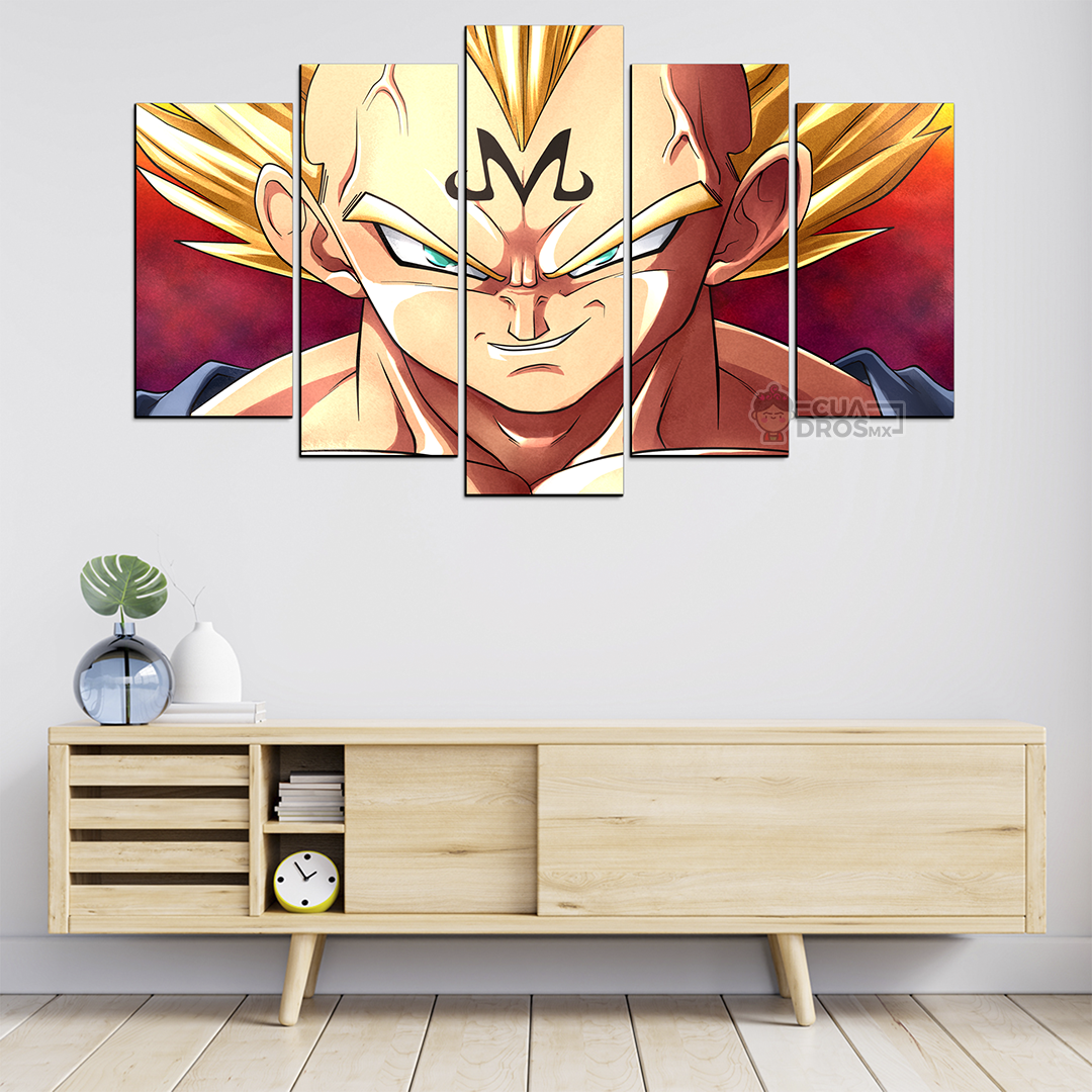Cuadro Decorativo Dragon Ball Majin Vegeta 100x60cm 5pzs Cuadros MX