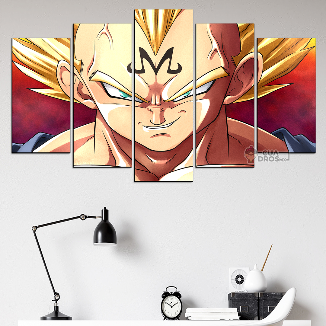 Cuadro Decorativo Dragon Ball Majin Vegeta 100x60cm 5pzs Cuadros MX